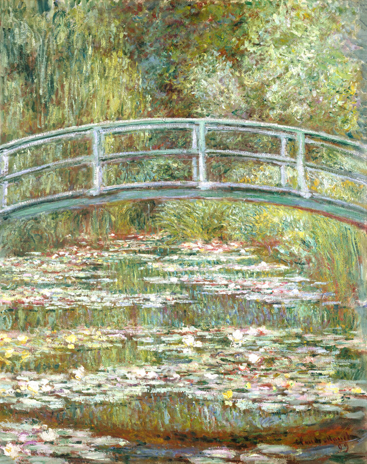 Bridge over a Pond of Water Lilies by Claude Monet, high resolution famous painting. Original from The ME. Digitally enhanced by rawpixel.